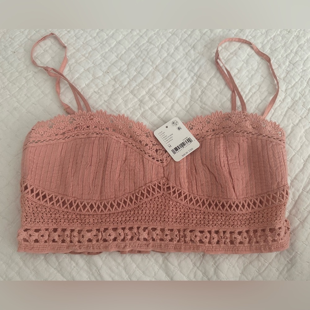 Free People Tallulah Lace Trim Bralette in Mauve Size M NWT $48 - Picture 5 of 6